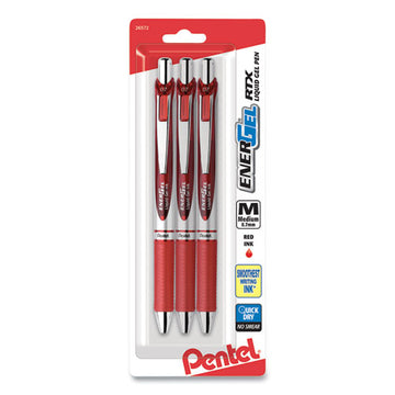 Pentel® Energel Rtx Gel Pen, Retractable, Medium 0.7 Mm, Red Ink, Red Barrel, 3-pack freeshipping - TVN Wholesale